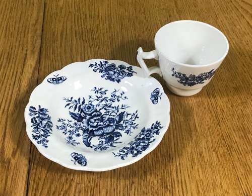 COFFEE DUOS DEMITASSE BOOTH`S PEONY A8021 5 x SAUCERS + 5 x CUPS EXPRESSO BLUE + WHITE STUNNING!!!!