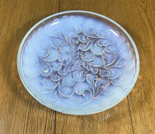 MAGNIFICENT large OPALESCENT GLASS BOWL=WAVY DESIGN=VERY HEAVY at 2,82 kg's=Please read notes......