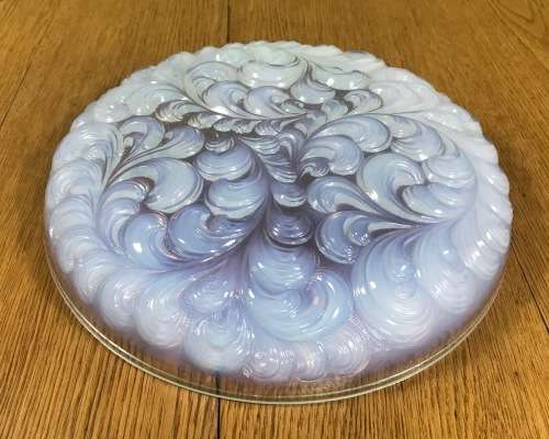 MAGNIFICENT large OPALESCENT GLASS BOWL=WAVY DESIGN=VERY HEAVY at 2,82 kg's=Please read notes......