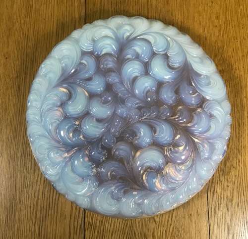 MAGNIFICENT large OPALESCENT GLASS BOWL=WAVY DESIGN=VERY HEAVY at 2,82 kg's=Please read notes......