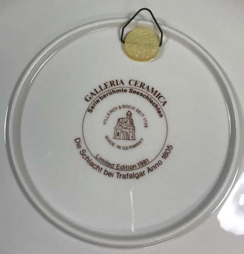 VILLEROY and BOCH GERMANY THE BATTLE OF TRAFALGAR 1805 COMMEMORATIVE PLATE 1981 FAMOUS SEA BATTLES.