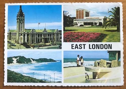 POSTCARD POST CARD EAST LONDON EASTERN CAPE SOUTH AFRICA CITY HALL BEACH GUILD THEATRE PENGUIN POOL.