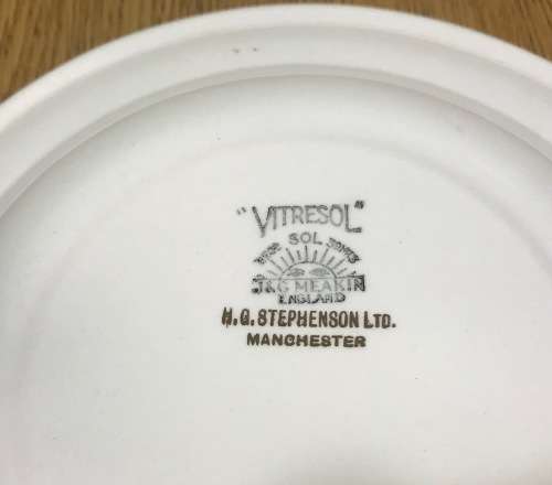 J.G. MEAKIN ENGLAND VITRESOL BOWL H.G. STEPHENSON LTD. MANCHESTER ROSES FLOWERS GILT RIM NICE BOWL!!