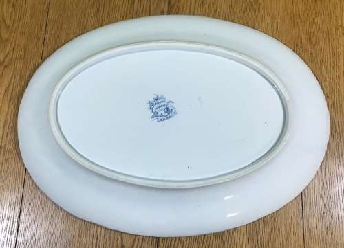 RARE!!! OVAL PLATTER FRENCH IRONSTONE FRANCE SAINT AMAND et HAMAGE LAMBALLE PATTERN BLUE and WHITE.