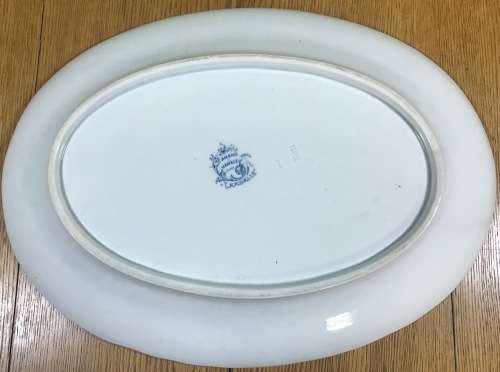 RARE!!! OVAL PLATTER FRENCH IRONSTONE FRANCE SAINT AMAND et HAMAGE LAMBALLE PATTERN BLUE and WHITE.