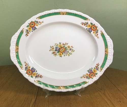 PLATTER OVAL with HANDLES LARGE GRINDLEY MADE in ENGLAND FLOWERS FLORAL 1936 - 1954.