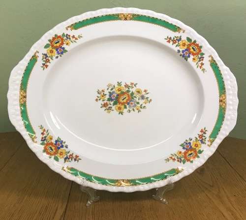 PLATTER OVAL with HANDLES LARGE GRINDLEY MADE in ENGLAND FLOWERS FLORAL 1936 - 1954.