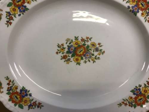 PLATTER OVAL with HANDLES LARGE GRINDLEY MADE in ENGLAND FLOWERS FLORAL 1936 - 1954.