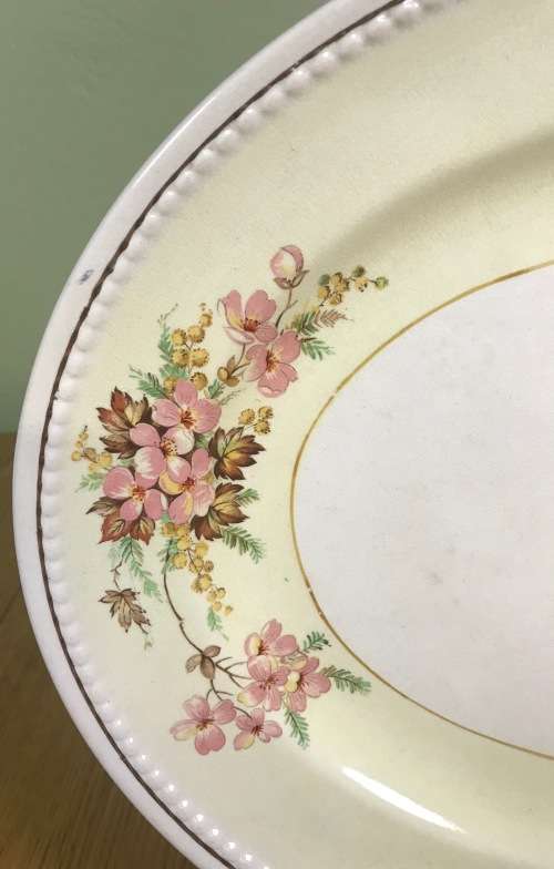 PLATTER LARGE OVAL DAVISON and SON LTD. BURSLEM MADE in ENGLAND FLOWERS FLORAL.