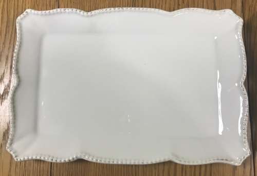 BIGGIE BEST PORCELAIN RECTANGULAR SNACK PLATES x 2=IDENTICAL=WHITE.