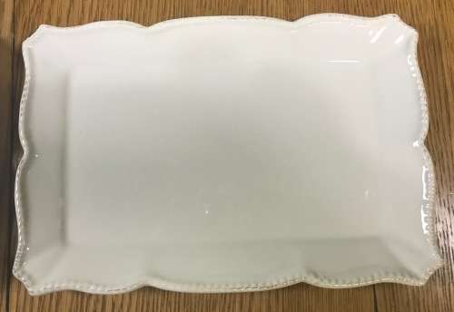 BIGGIE BEST PORCELAIN RECTANGULAR SNACK PLATES x 2=IDENTICAL=WHITE.