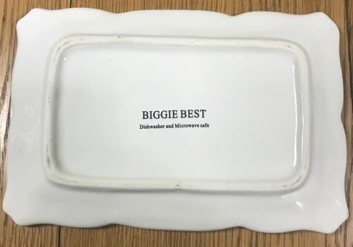 BIGGIE BEST PORCELAIN RECTANGULAR SNACK PLATES x 2=IDENTICAL=WHITE.
