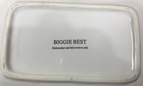BIGGIE BEST PORCELAIN RECTANGULAR SNACK PLATES x 2=IDENTICAL=WHITE.