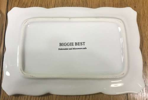 BIGGIE BEST PORCELAIN RECTANGULAR SNACK PLATES x 2=IDENTICAL=WHITE.