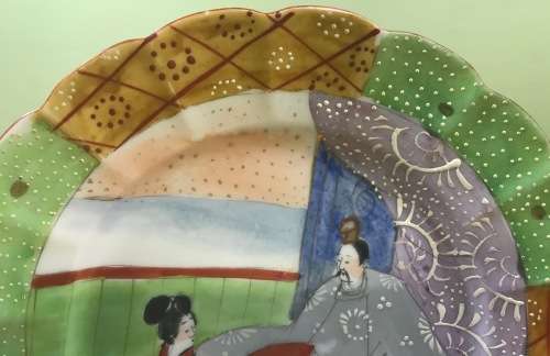 CHINESE HANDPAINTED PLATE ORIENTAL UNKNOWN MARKS UNUSUAL!!!! RESTORED VERY WELL!!!