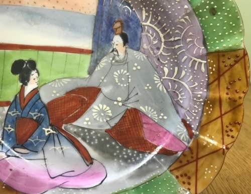 CHINESE HANDPAINTED PLATE ORIENTAL UNKNOWN MARKS UNUSUAL!!!! RESTORED VERY WELL!!!
