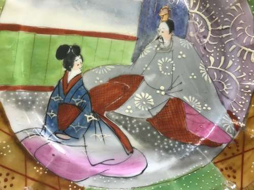 CHINESE HANDPAINTED PLATE ORIENTAL UNKNOWN MARKS UNUSUAL!!!! RESTORED VERY WELL!!!