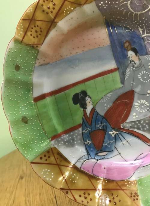 CHINESE HANDPAINTED PLATE ORIENTAL UNKNOWN MARKS UNUSUAL!!!! RESTORED VERY WELL!!!