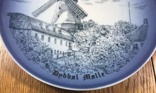 BLUE and WHITE WALL DISPLAY PLATE WINDMILL BING and GRONDAHL COPENHAGEN DENMARK LORENZ ANDERSEN.