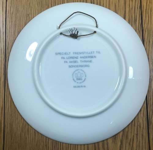 BLUE and WHITE WALL DISPLAY PLATE WINDMILL BING and GRONDAHL COPENHAGEN DENMARK LORENZ ANDERSEN.