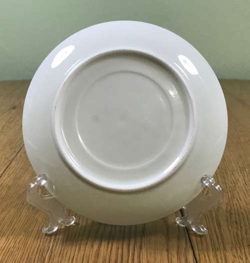 BLUE and WHITE PLATE DISH FLORAL FLOWERS BROWN RIM NO MARKS STUNNING ITEM!!!