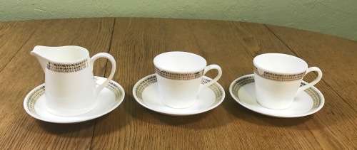 COFFEE DUOS DEMITASSE ROYAL TUSCAN ENGLAND SYMPHONY PATTERN SAUCERS x 3 CUPS x 2 MILKS JUG Expresso!