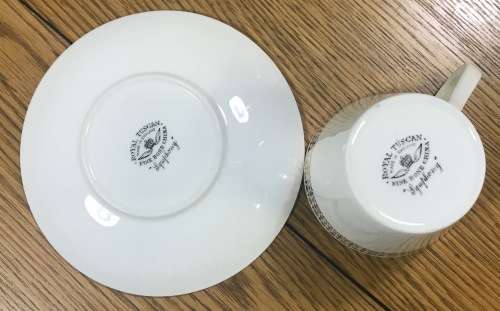 COFFEE DUOS DEMITASSE ROYAL TUSCAN ENGLAND SYMPHONY PATTERN SAUCERS x 3 CUPS x 2 MILKS JUG Expresso!