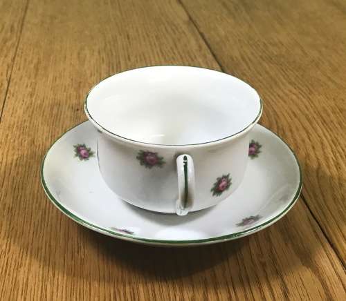 DUO TEA CUP + SAUCER FLORAL FLOWERS ROSES NO MARKS.