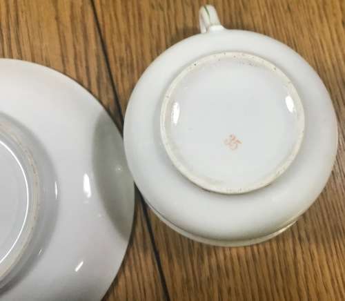 DUO TEA CUP + SAUCER FLORAL FLOWERS ROSES NO MARKS.