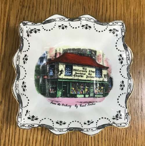 ROSINA BONE CHINA PIN DISH SQUARE PIN TRAY TRINKET DISH NUT DISH THE OLD CURIOSITY SHOP DICKENS GB.