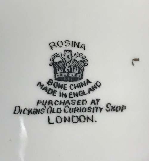 ROSINA BONE CHINA PIN DISH SQUARE PIN TRAY TRINKET DISH NUT DISH THE OLD CURIOSITY SHOP DICKENS GB.