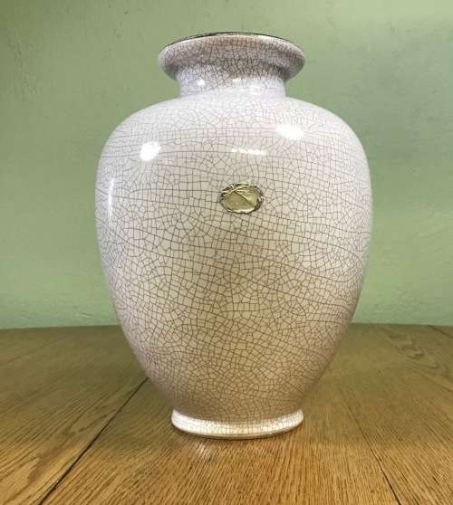 VASE LARGE SILBERDISTEL GERMANY CERAMICS CRAQUELE STYLE Ceramic Workshop Breu and Co. Gevelsberg.
