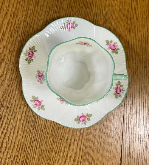 COFFEE DUO=DEMITASSE=SHELLEY=ROSEBUD PATTERN=FINE BONE CHINA=ROSES=STUNNING!!!!=EXPRESSO=Cappuccino!