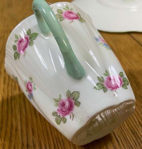 COFFEE DUO=DEMITASSE=SHELLEY=ROSEBUD PATTERN=FINE BONE CHINA=ROSES=STUNNING!!=EXPRESSO=Cappuccino!=c