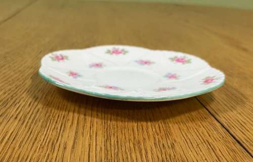 COFFEE=DEMITASSE=Saucer=SHELLEY=ROSEBUD PATTERN=FINE BONE CHINA=ROSES=Spare=EXPRESSO=Cappuccino=s