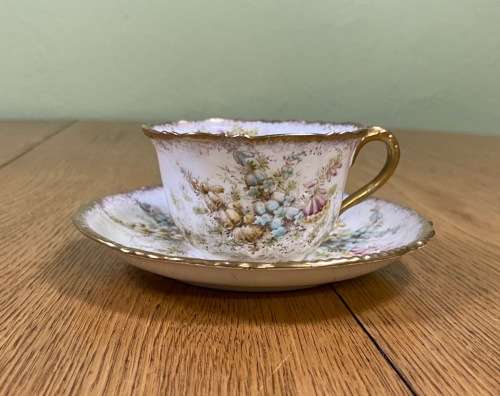 DAVID CHAPMAN and SONS=LONGTON=ENGLAND=DUO=TEA CUPand SAUCER=FOXGLOVE FLOWERS!!=Read notes please...