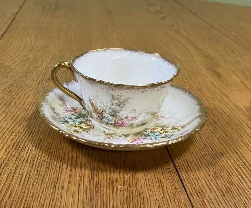 DAVID CHAPMAN and SONS=LONGTON=ENGLAND=DUO=TEA CUPand SAUCER=FOXGLOVE FLOWERS!!=Read notes please...