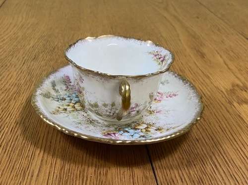 DAVID CHAPMAN and SONS=LONGTON=ENGLAND=DUO=TEA CUPand SAUCER=FOXGLOVE FLOWERS!!=Read notes please...