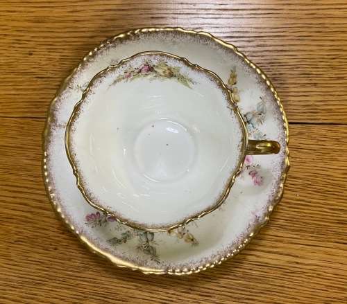 DAVID CHAPMAN and SONS=LONGTON=ENGLAND=DUO=TEA CUPand SAUCER=FOXGLOVE FLOWERS!!=Read notes please...