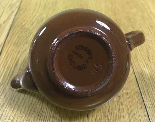 TEAPOT Vintage GIBSONS Pottery ENGLAND SMALL BROWN in colour.