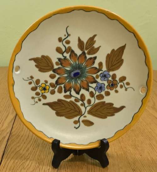 GOUDA ROYAL Zuid Holland PLATE 193mm d 1948 HF 6099 5420 ABIR PATTERN FLOWERS FLORAL UNUSUAL PLATE!!