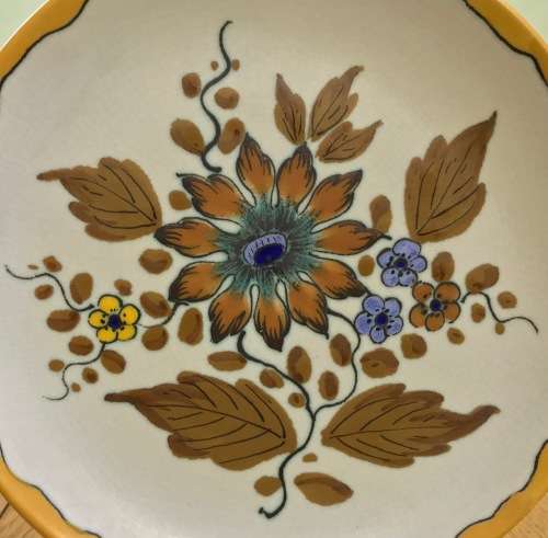 GOUDA ROYAL Zuid Holland PLATE 193mm d 1948 HF 6099 5420 ABIR PATTERN FLOWERS FLORAL UNUSUAL PLATE!!