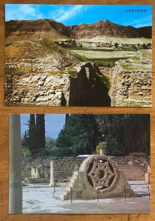 POSTCARDS x 2 POST CARDS ISRAEL JERICHO MOUNT of TEMPTATION MATTHEW 4:8 HISHAM`S PALACE