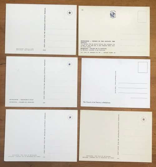 POSTCARDS x 6 POST CARDS ISRAEL BETHLEHEM CHURCH OF NATIVITY BASILICA THE STAR THE CITY.