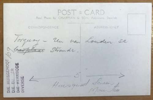 POSTCARD POST CARD WALDON HILL from VANE HILL TORQUAY ENGLAND BOATS HARBOUR FISHING HOUSES BUILDINGS