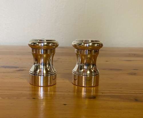 SALT and PEPPER PAIR of SHAKERS / CELLARS EPNS ALPADUR + METALDUI VERY HEAVY both 529.3 GRAMS!!!