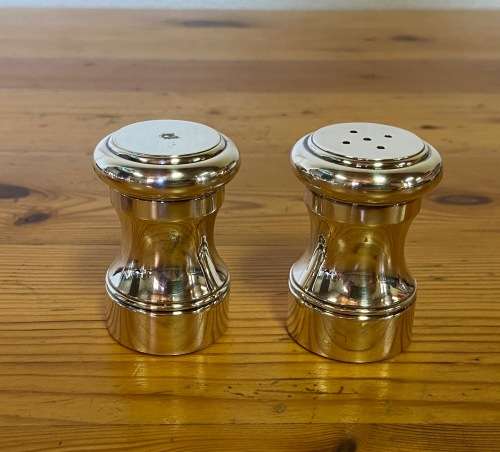 SALT and PEPPER PAIR of SHAKERS / CELLARS EPNS ALPADUR + METALDUI VERY HEAVY both 529.3 GRAMS!!!
