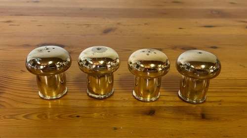 SALT and PEPPER 2 PAIRs of SHAKERS / CELLARS EPNS / SILVER PLATED MUSHROOM SHAPED HEAVY!!!