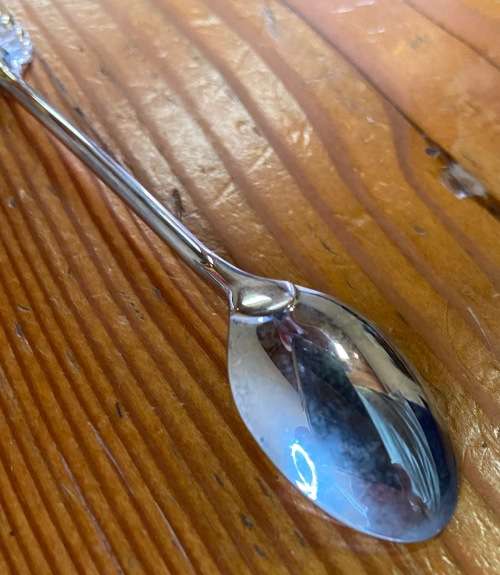 SILVER PLATED COFFEE / TEA SPOONS x 6 BRAND NEW BOXED PLASTIC SLEEVED SHELL DESIGNED END STUTTAFORDS