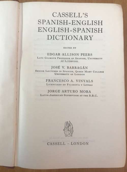 CASSELS SPANISH-ENGLISH ENGLISH-SPANISH DICTIONARY 1963 2nd EDITION SPAIN